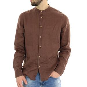 CAMICIA COREANA LINO SSEINSE MARRONE